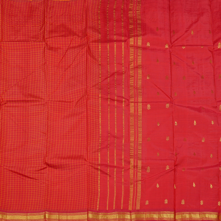 Hayagrivas Red Handloom Kanjivaram Silk Saree with Red Border KBE131D1-9