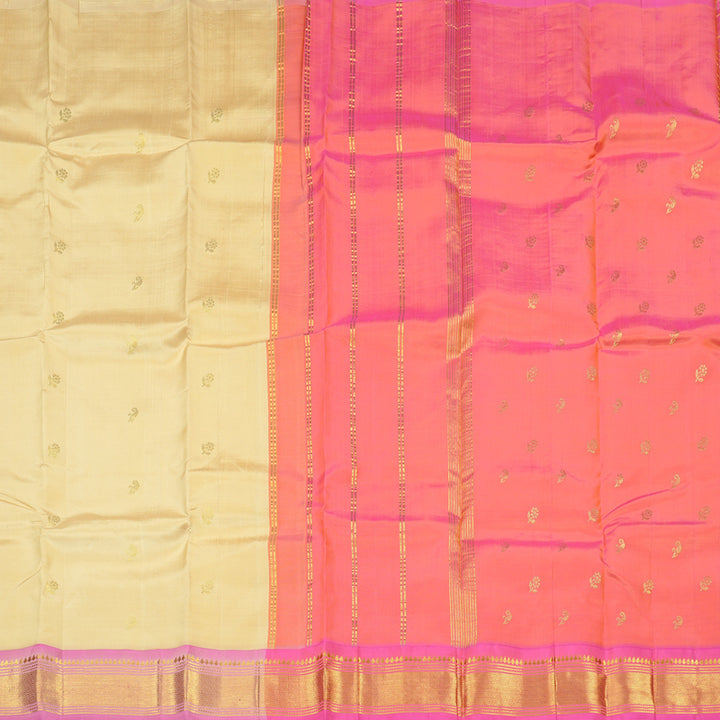 Hayagrivas Sandal Handloom Kanjivaram Silk Saree with Pink Border KBE131D2-15
