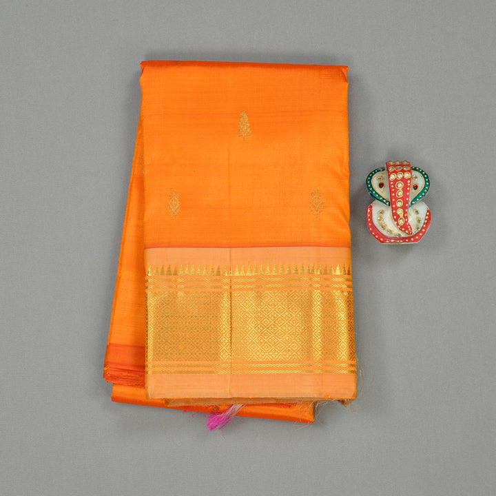 Hayagrivas Mango Yellow Handloom Kanjivaram Silk Saree with Sandal Border KBE131D2-16