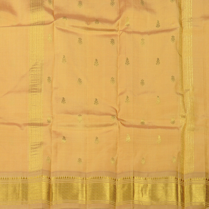 Hayagrivas Mango Yellow Handloom Kanjivaram Silk Saree with Sandal Border KBE131D2-16