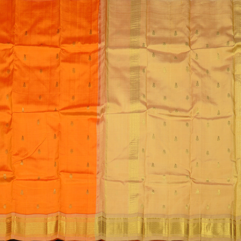 Hayagrivas Mango Yellow Handloom Kanjivaram Silk Saree with Sandal Border KBE131D2-16
