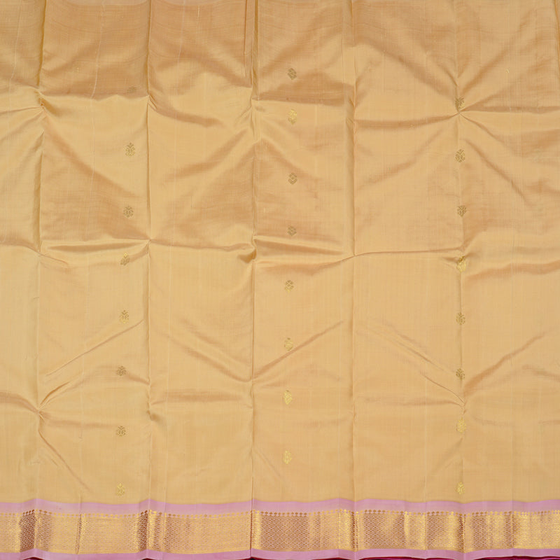 Hayagrivas Sandal Handloom Kanjivaram Silk Saree with Baby Pink Border KBE131D2-3