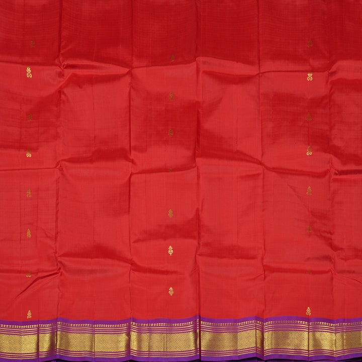 Hayagrivas Red Handloom Kanjivaram Silk Saree with Purple Border KBE131D2-8
