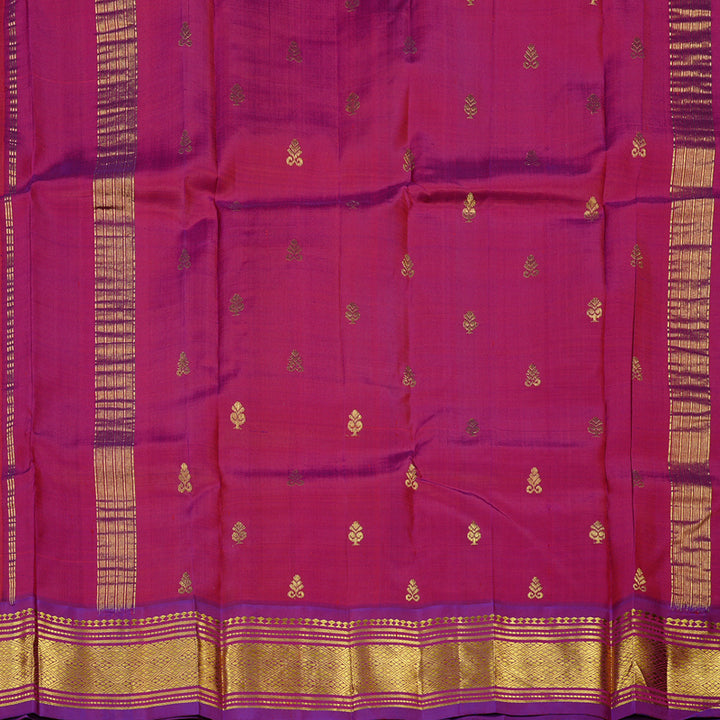 Hayagrivas Red Handloom Kanjivaram Silk Saree with Purple Border KBE131D2-8