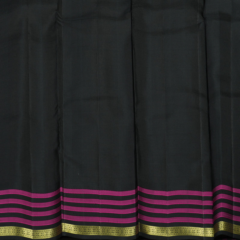 Hayagrivas Handloom Yellow Kanjivaram Silk Saree with Black & Pink Checks Border KBE1320J2-2