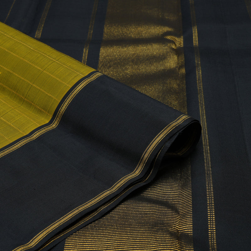 Hayagrivas Handloom Olive Green Kanjivaram Silk Saree with Black Border KBE1327J10-1