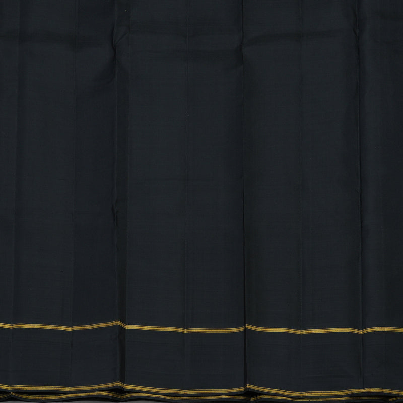 Hayagrivas Handloom Olive Green Kanjivaram Silk Saree with Black Border KBE1327J10-1