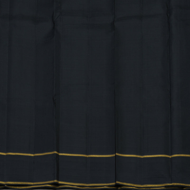 Hayagrivas Handloom Olive Green Kanjivaram Silk Saree with Black Border KBE1327J10-1