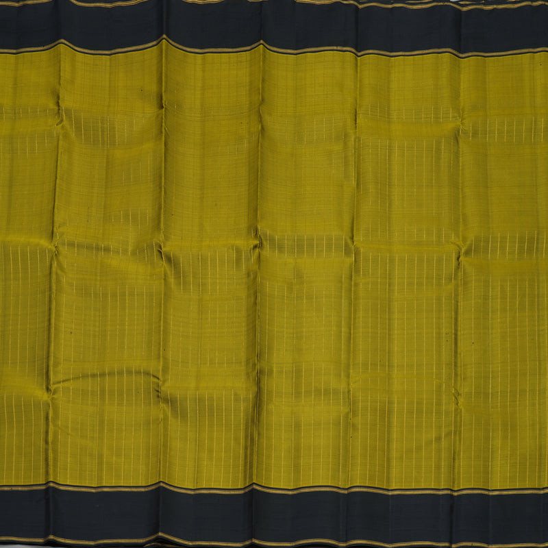 Hayagrivas Handloom Olive Green Kanjivaram Silk Saree with Black Border KBE1327J10-1