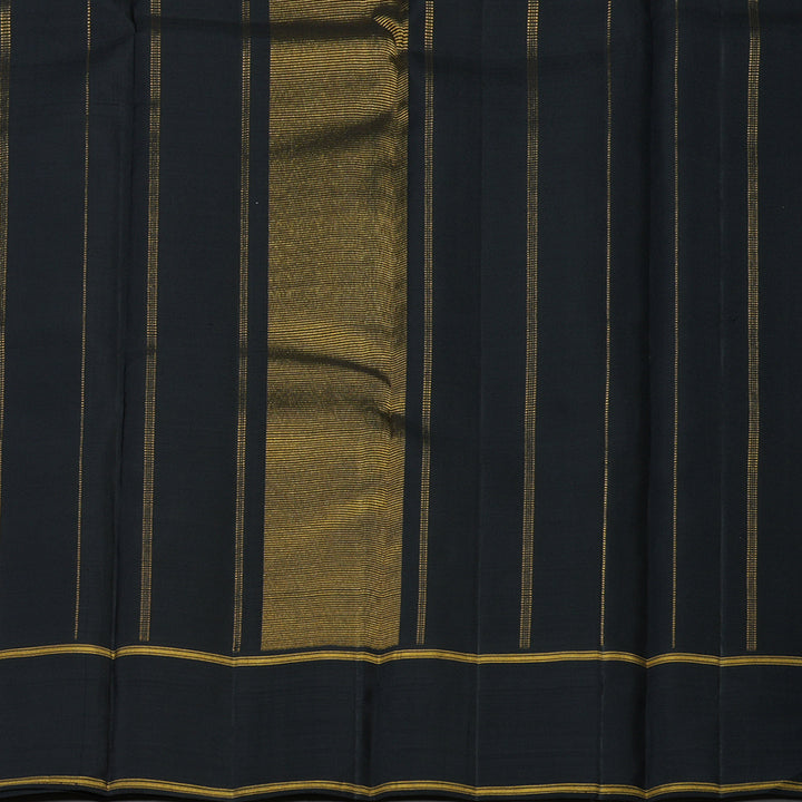 Hayagrivas Handloom Olive Green Kanjivaram Silk Saree with Black Border KBE1327J10-1
