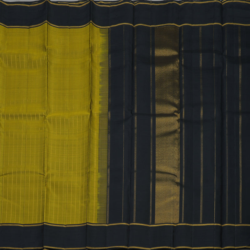 Hayagrivas Handloom Olive Green Kanjivaram Silk Saree with Black Border KBE1327J10-1