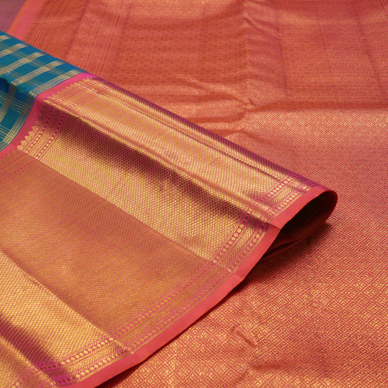 Hayagrivas Handloom Mayilkazhuthu Kanjivaram Silk Saree with Rose Pink Border KBE1327J12-1