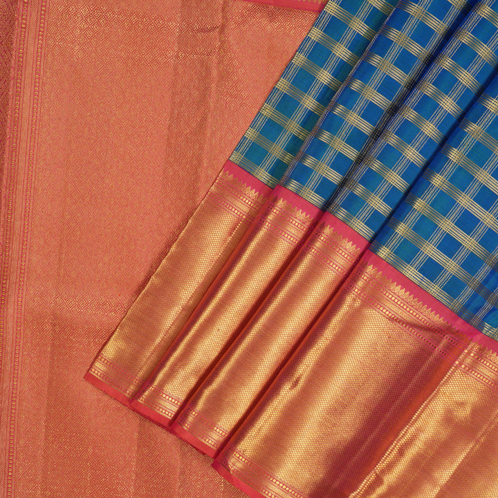 Hayagrivas Handloom Mayilkazhuthu Kanjivaram Silk Saree with Rose Pink Border KBE1327J12-1