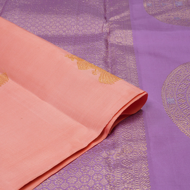 Hayagrivas Handloom Light Pink Kanjivaram Silk Saree KBE1327J3-1