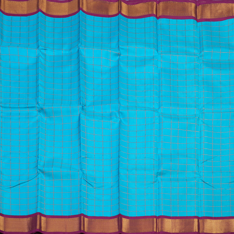 Hayagrivas Handloom Sky Blue Kanjivaram Silk Saree with Magenta Border KBE1327J8-1