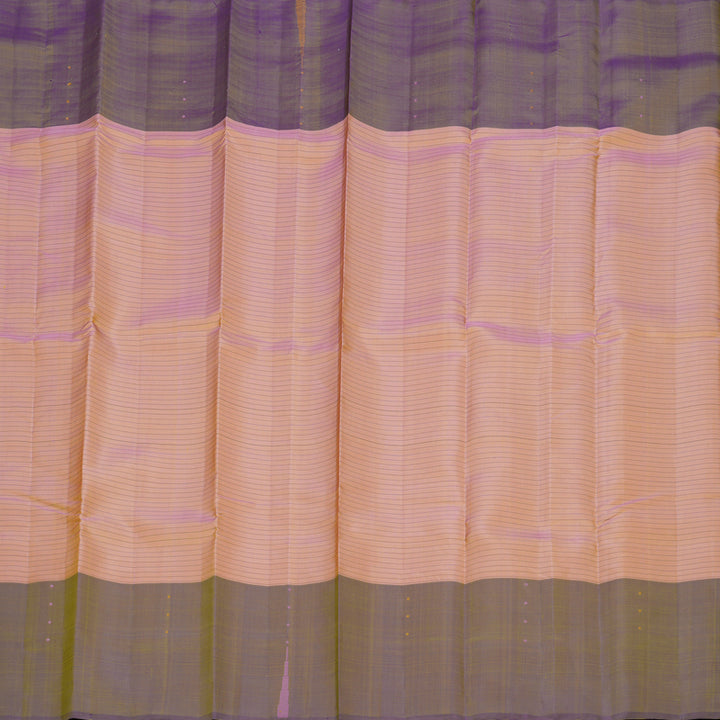 Hayagrivas Handloom Mild Peach Kanjivaram Silk Saree with Dual Tone (Purple & Green) Border KBE1328J2-2