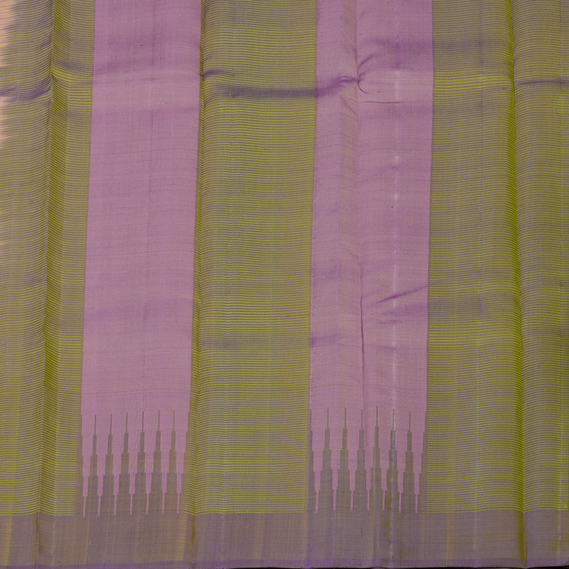 Hayagrivas Handloom Mild Peach Kanjivaram Silk Saree with Dual Tone (Purple & Green) Border KBE1328J2-2
