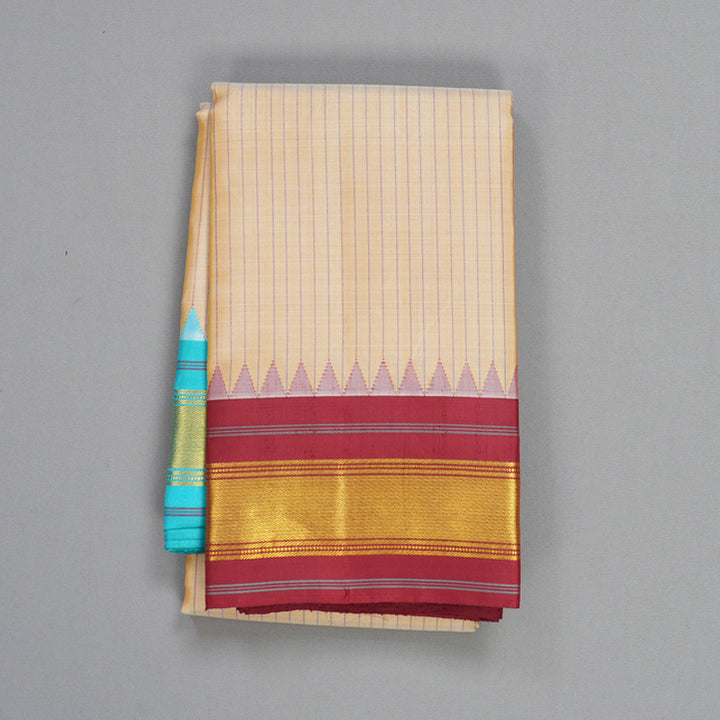 Hayagrivas Handloom Sandal Kanjivaram Silk Saree with Ganga Jamuna Border KBF1328J3-2