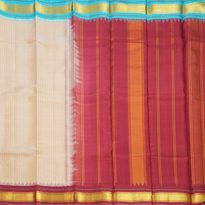 Hayagrivas Handloom Sandal Kanjivaram Silk Saree with Ganga Jamuna Border KBF1328J3-2