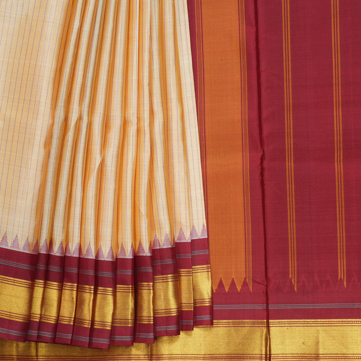 Hayagrivas Handloom Sandal Kanjivaram Silk Saree with Ganga Jamuna Border KBF1328J3-2