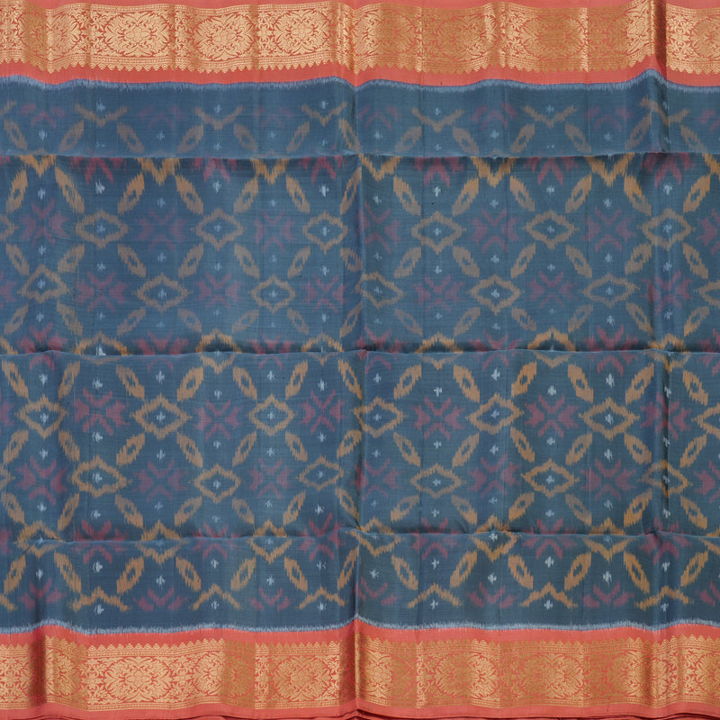 Hayagrivas Handloom Ikkat Soft Silk Saree in Elegant Grey KBE132D1-20