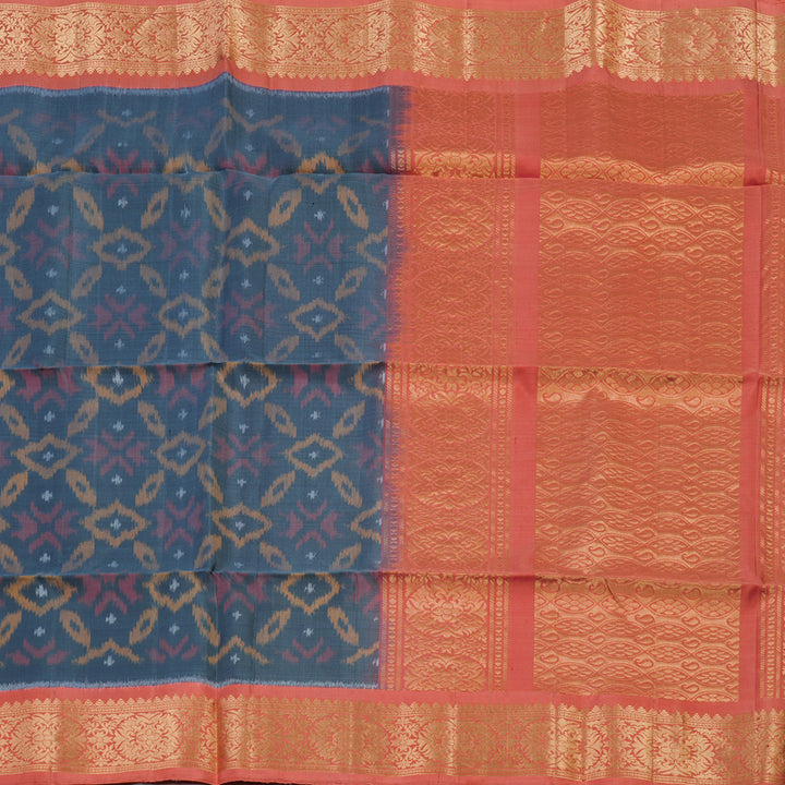 Hayagrivas Handloom Ikkat Soft Silk Saree in Elegant Grey KBE132D1-20