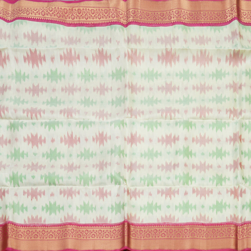 Hayagrivas Handloom Ikkat Soft Silk Saree in Pristine White KBE132D1-22