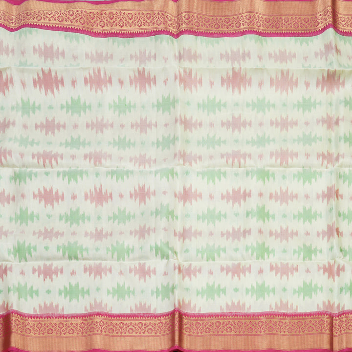 Hayagrivas Handloom Ikkat Soft Silk Saree in Pristine White KBE132D1-22