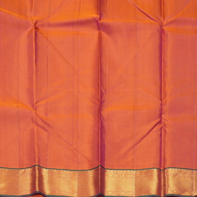 Hayagrivas Handloom Purple Kanjivaram Silk Saree with Orangish-Pink Border KBE1333J4-1