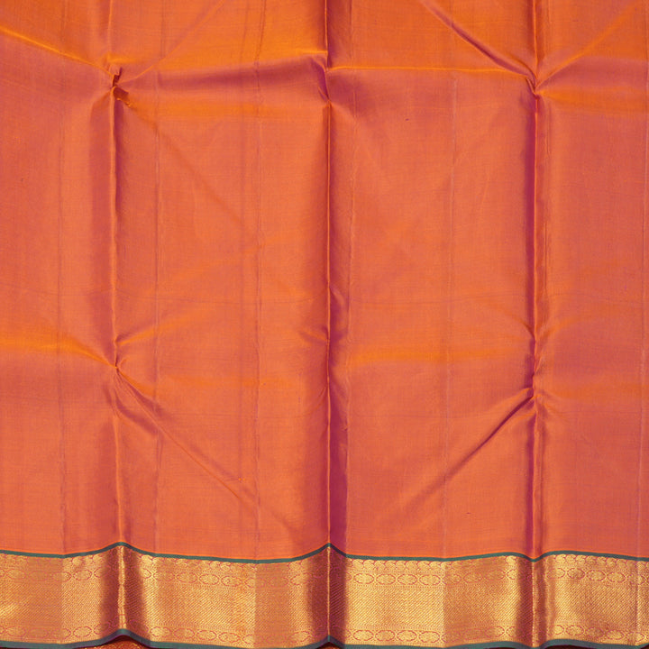 Hayagrivas Handloom Purple Kanjivaram Silk Saree with Orangish-Pink Border KBE1333J4-1