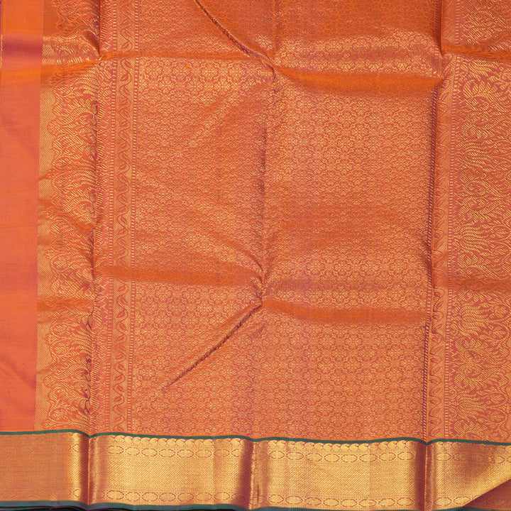 Hayagrivas Handloom Purple Kanjivaram Silk Saree with Orangish-Pink Border KBE1333J4-1