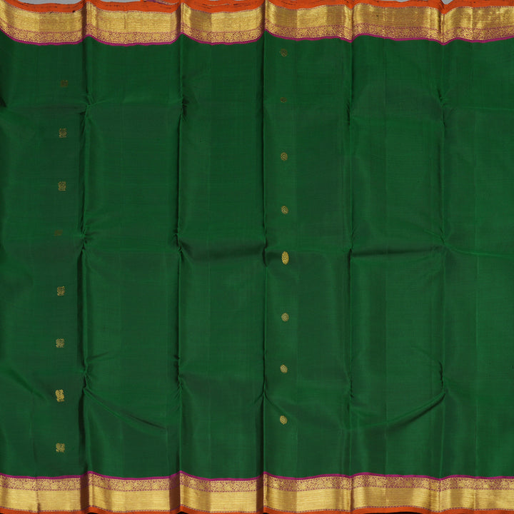 Hayagrivas Handloom Bottle Green Kanjivaram Silk Saree with Purple Border KBE1333J6-1