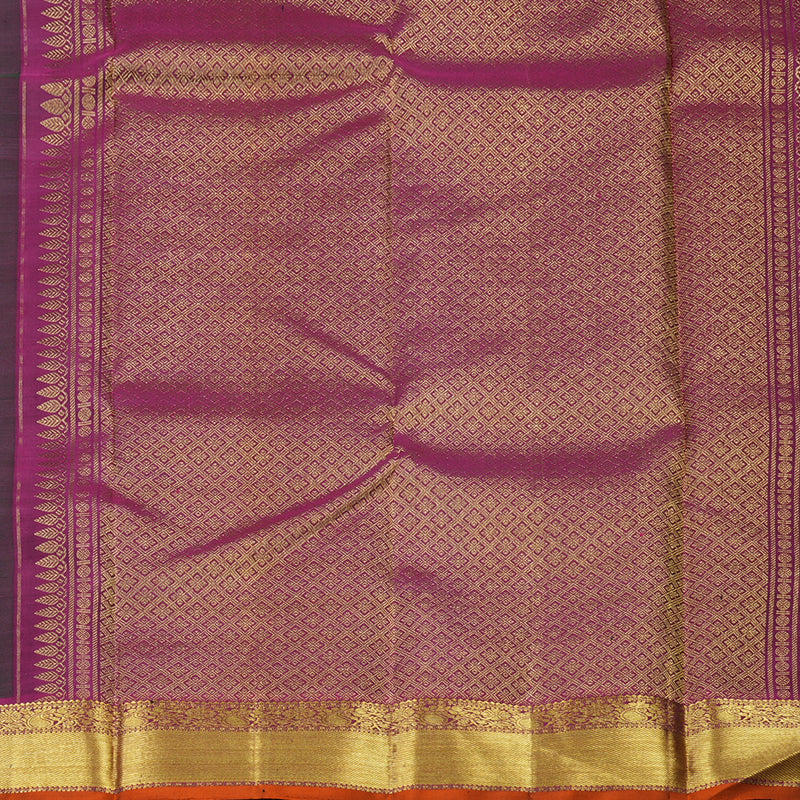 Hayagrivas Handloom Bottle Green Kanjivaram Silk Saree with Purple Border KBE1333J6-1