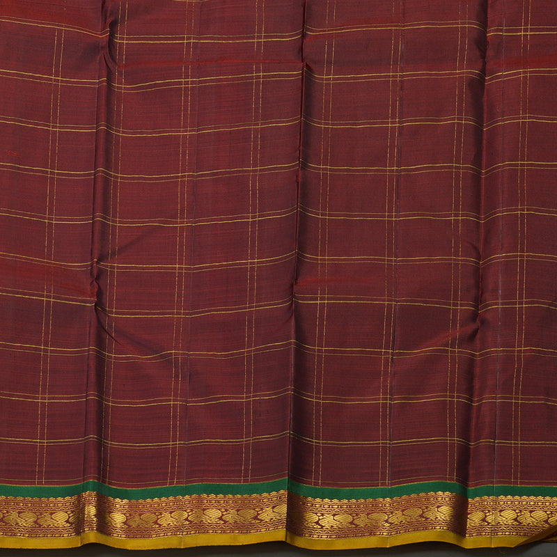 Hayagrivas Handloom Royal Blue Kanjivaram Silk Saree with Araku Maroon Border KBE1333J9-1
