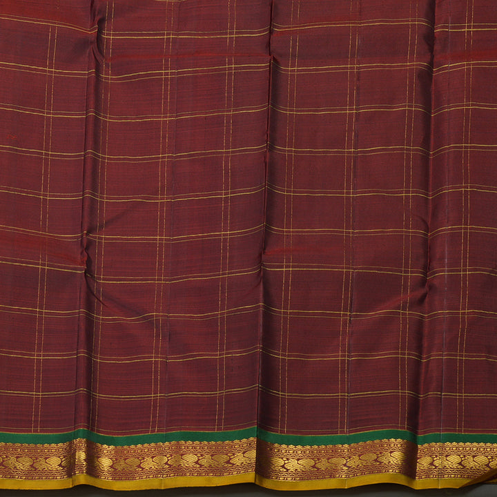 Hayagrivas Handloom Royal Blue Kanjivaram Silk Saree with Araku Maroon Border KBE1333J9-1