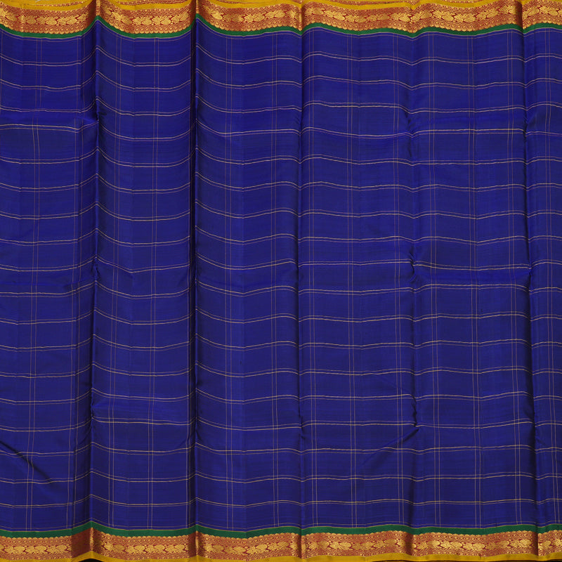 Hayagrivas Handloom Royal Blue Kanjivaram Silk Saree with Araku Maroon Border KBE1333J9-1