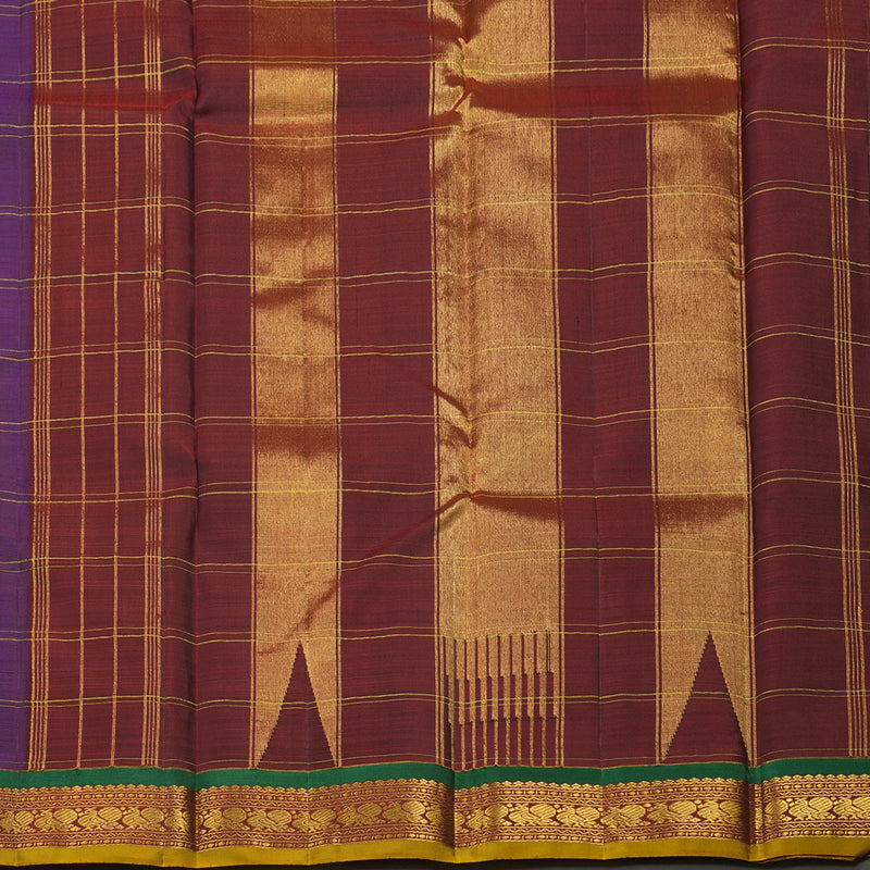 Hayagrivas Handloom Royal Blue Kanjivaram Silk Saree with Araku Maroon Border KBE1333J9-1
