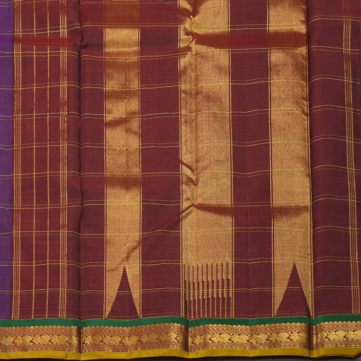 Hayagrivas Handloom Royal Blue Kanjivaram Silk Saree with Araku Maroon Border KBE1333J9-1