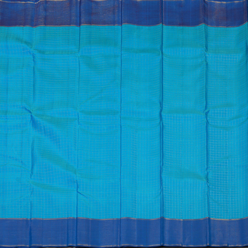 Hayagrivas Handloom Sky Blue Kanjivaram Silk Saree with Dark Blue Border KBE1334J2-2