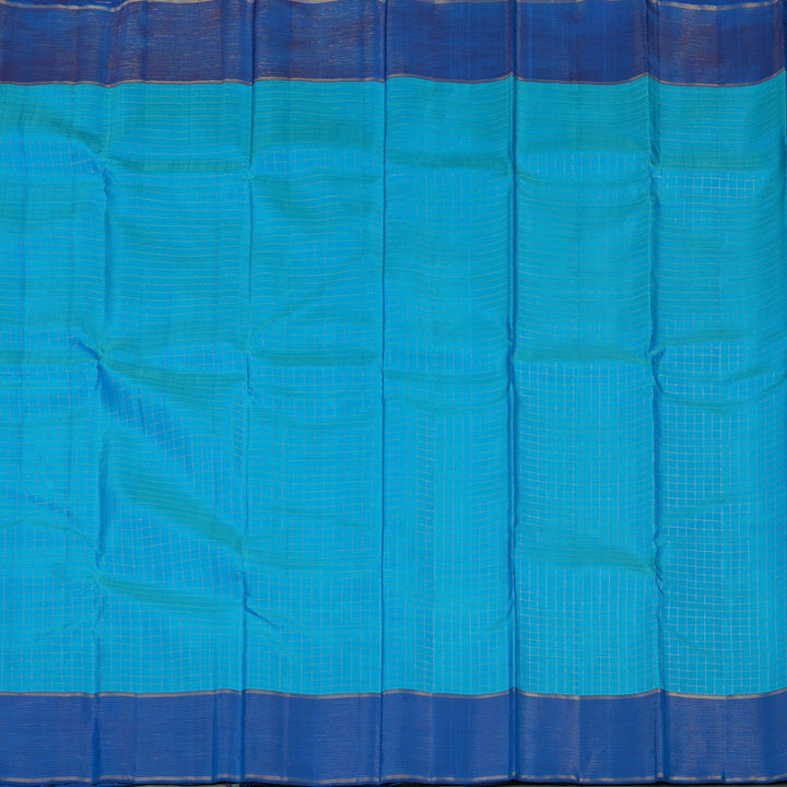 Hayagrivas Handloom Sky Blue Kanjivaram Silk Saree with Dark Blue Border KBE1334J2-2