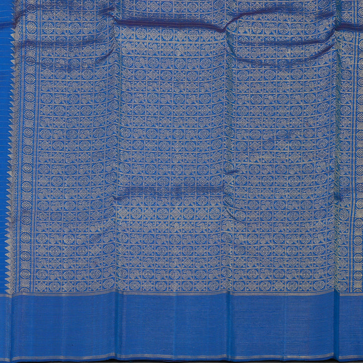 Hayagrivas Handloom Sky Blue Kanjivaram Silk Saree with Dark Blue Border KBE1334J2-2