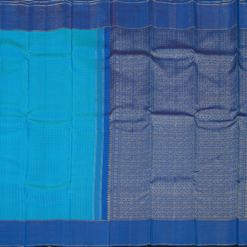 Hayagrivas Handloom Sky Blue Kanjivaram Silk Saree with Dark Blue Border KBE1334J2-2