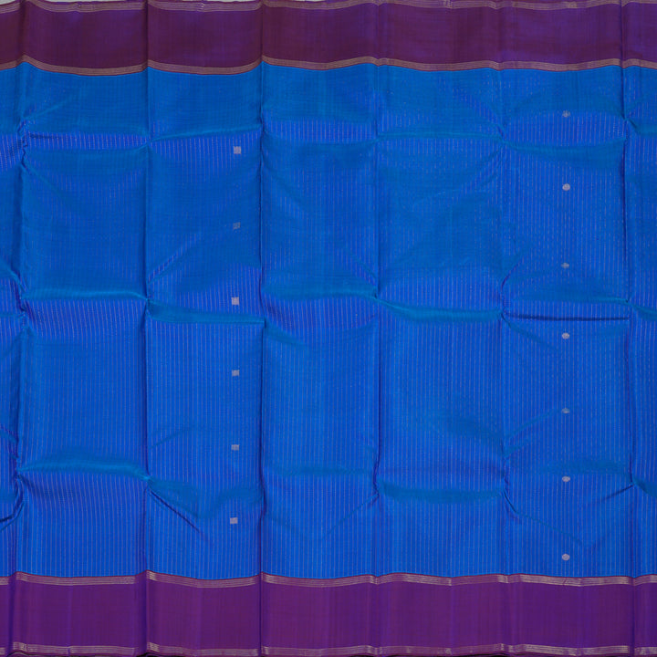 Hayagrivas Handloom Ink Blue Kanjivaram Silk Saree with Purple Border KBE1334J4-3