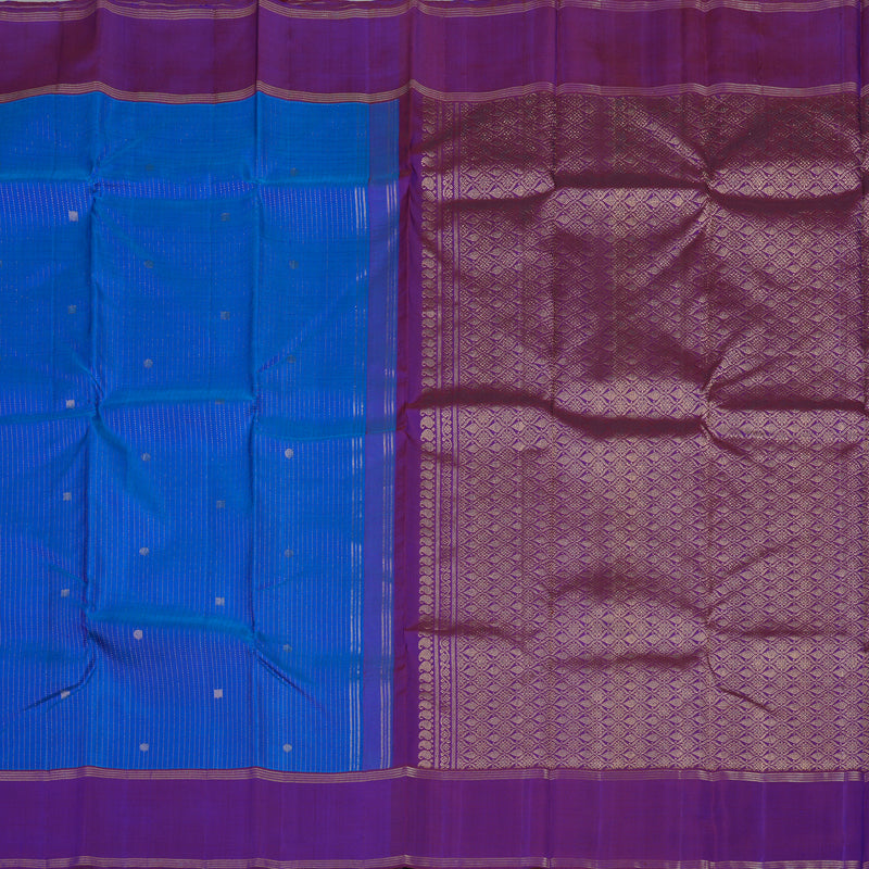 Hayagrivas Handloom Ink Blue Kanjivaram Silk Saree with Purple Border KBE1334J4-3