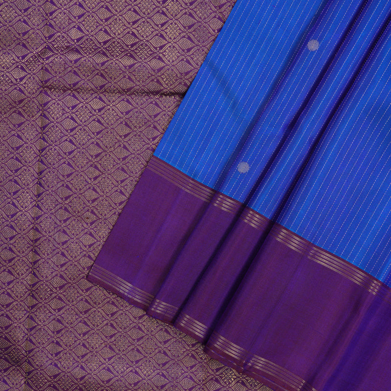 Hayagrivas Handloom Ink Blue Kanjivaram Silk Saree with Purple Border KBE1334J4-3