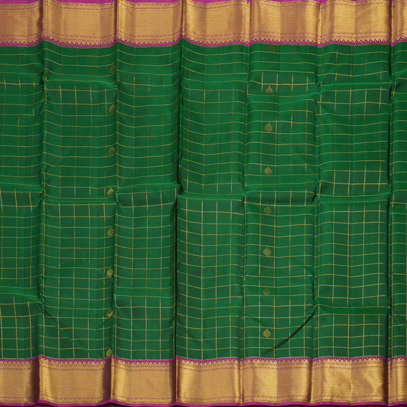 Hayagrivas Handloom Bottle Green Kanjivaram Silk Saree with Wine Purple Border KBE1334J8-1