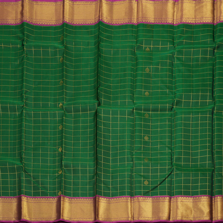 Hayagrivas Handloom Bottle Green Kanjivaram Silk Saree with Wine Purple Border KBE1334J8-1