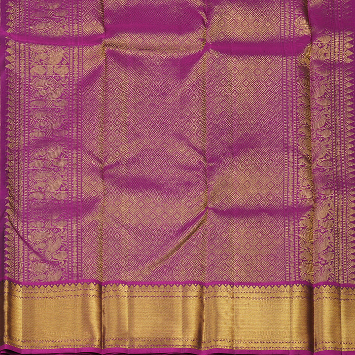 Hayagrivas Handloom Bottle Green Kanjivaram Silk Saree with Wine Purple Border KBE1334J8-1