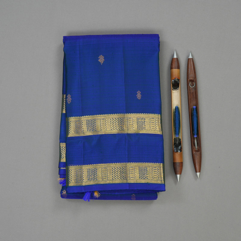 Hayagrivas Handloom Peacock Blue Kanjivaram Silk Saree KBE1335J10-1