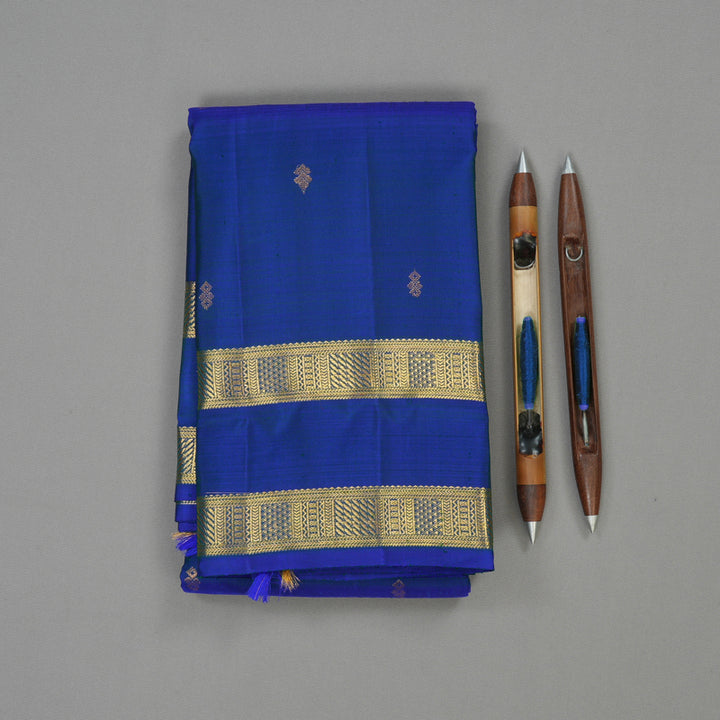 Hayagrivas Handloom Peacock Blue Kanjivaram Silk Saree KBE1335J10-1